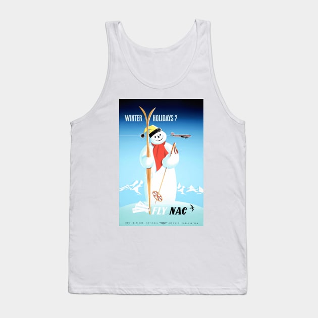 Vintage Travel Poster New Zealand Winter Holidays Fly NAC Tank Top by vintagetreasure